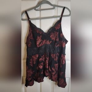 Torrid Black and Red Floral Camisole Top